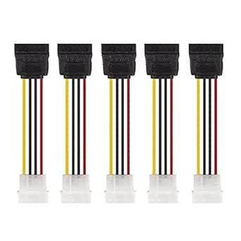 10Gtek SATA Táp Bővítő Kábel, 15Pin SATA Férfi - 4Pin Női LP4, 20cm, 5 darabos csomag Újracsomagolt termék - Outlet24