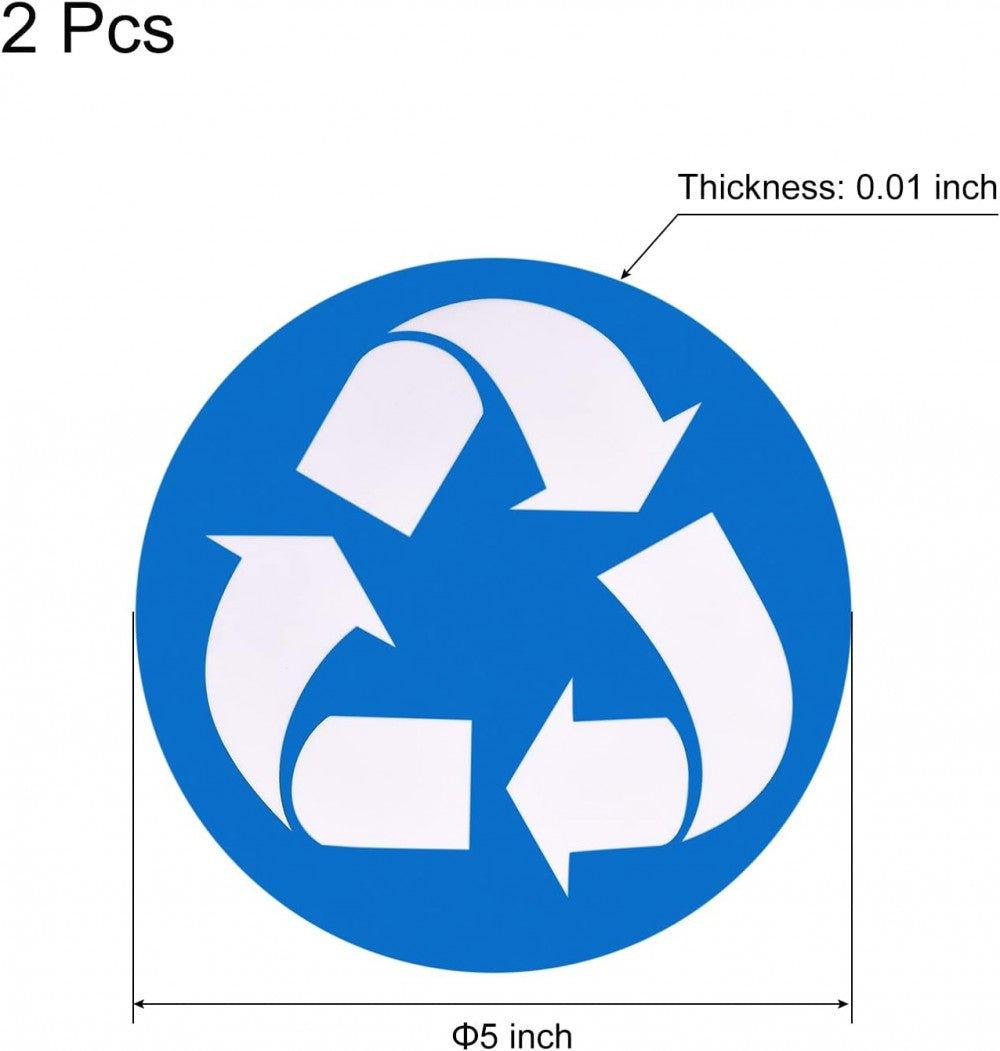 2 db Újrahasznosítási Öntapadó Matrica Szemetes Konténerekre, Szelektív Hulladékgyűjtéshez, 12,7 cm (Kék-Fehér) Újracsomagolt termék - Outlet24