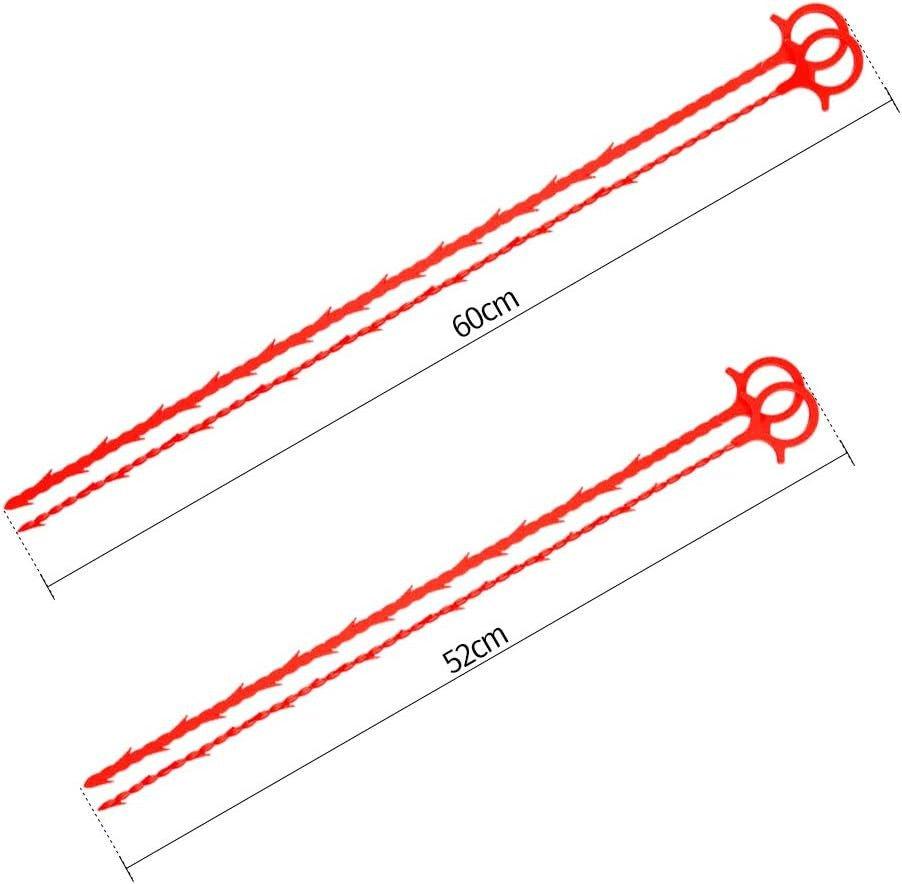 5 db Csatornatisztító Szett, Hajeltávolító és Duguláselhárító Eszköz (Piros) - Outlet24
