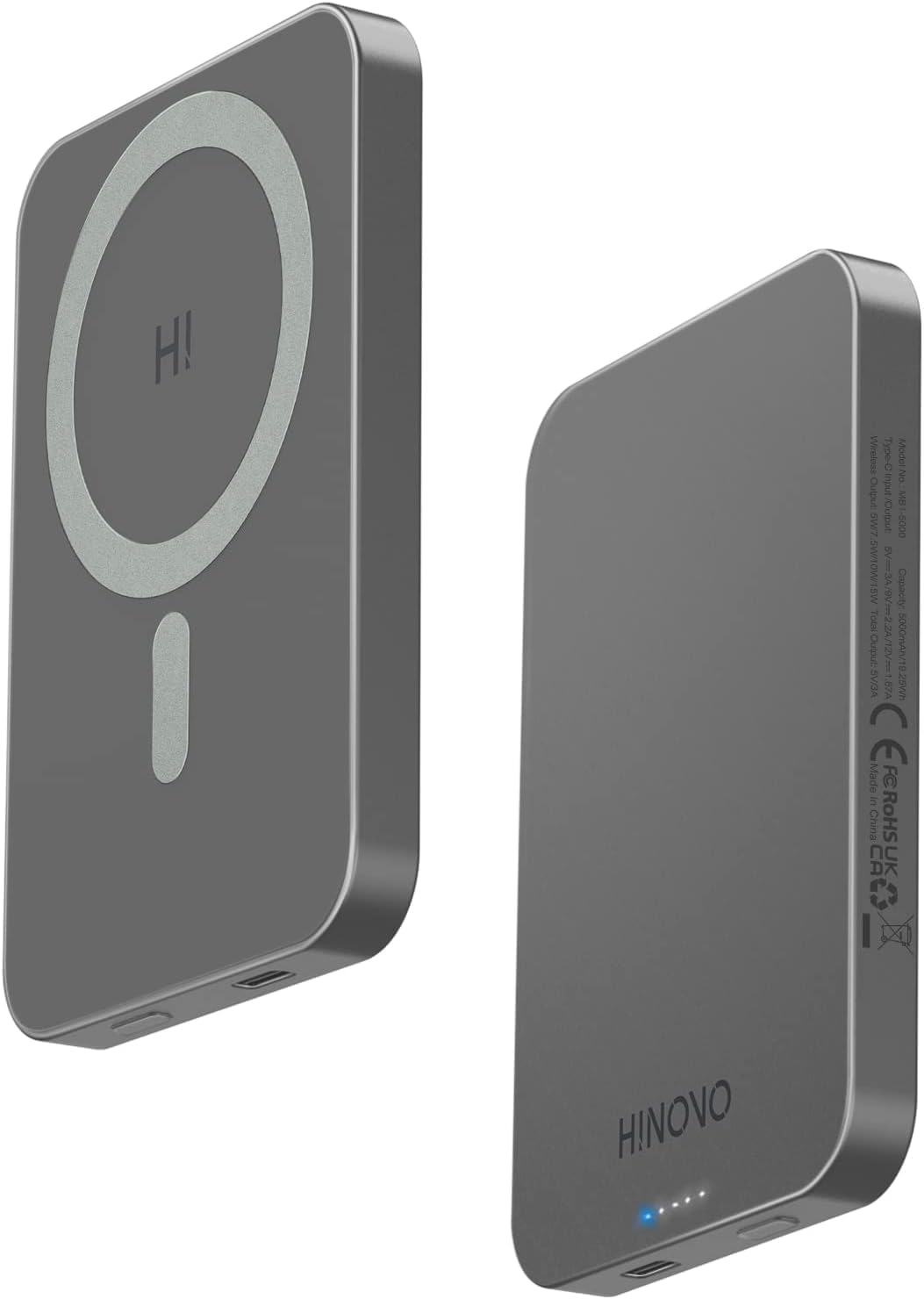 MagSafe Powerbank iPhone-hoz: Hinovo 5000mAh ultravékony mágneses külső akkumulátor, 20W gyorstöltés - Image 1