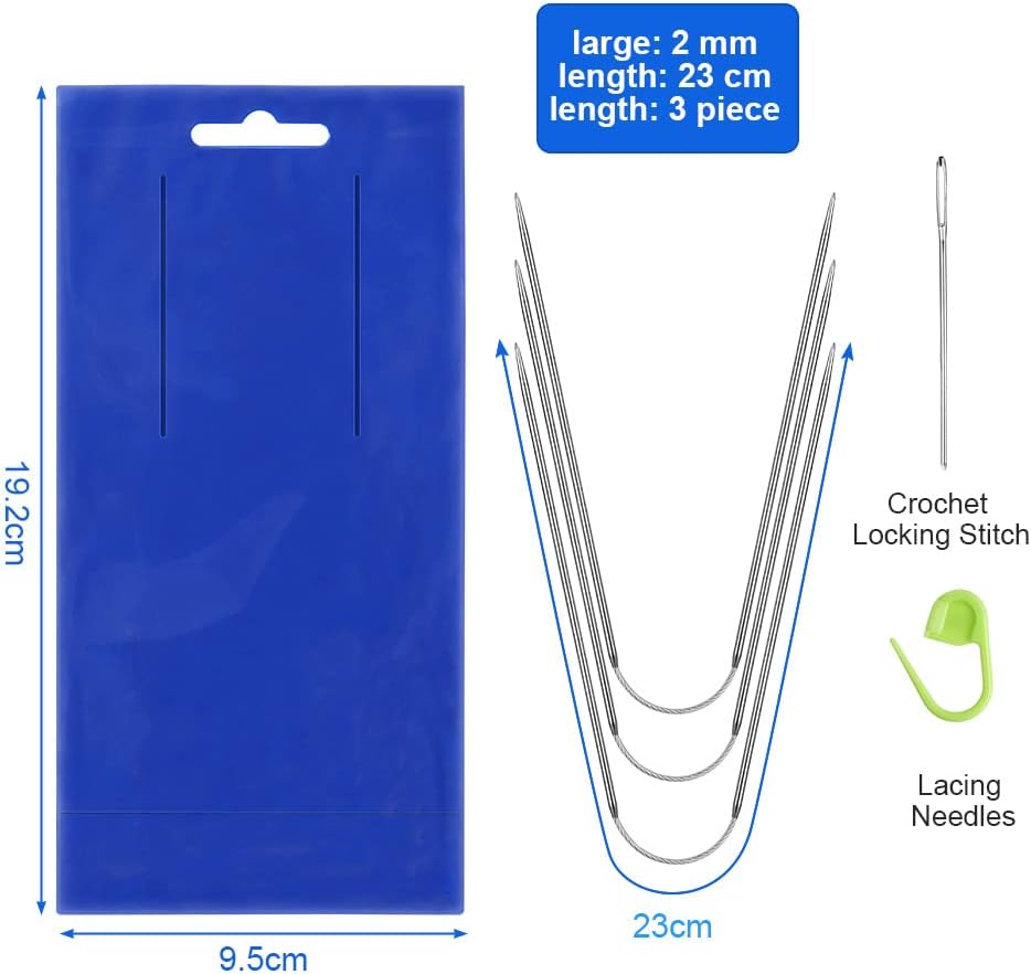 HOTUT 23 cm-es rozsdamentes acél körkötőtű készlet, 3 db-os, kiegészítőkkel - Image 2