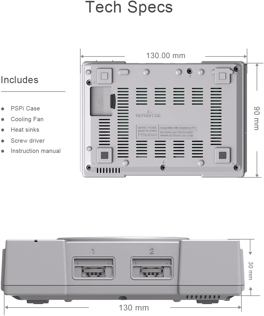 RetroFlag PiStation ház Raspberry Pi 4-hez - Biztonságos leállítás, ventilátor, hűtőborda, HDMI kábel - Image 2