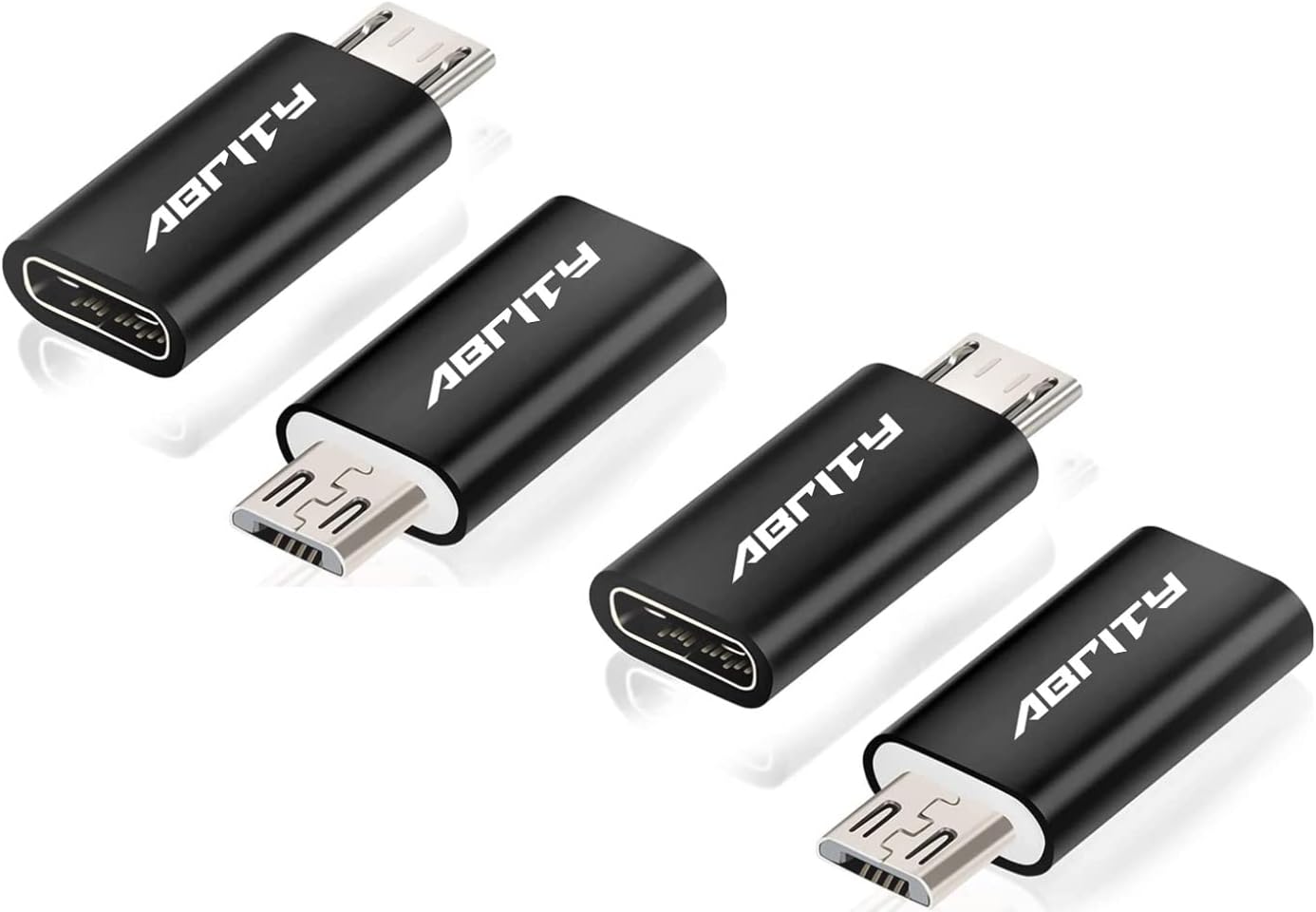 Abrity USB-C - Micro USB adapter szett, 4 darabos, kétirányú átalakító - Image 1