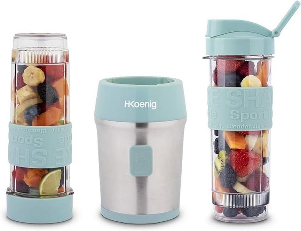 H.Koenig SMOO16 Kompakt Smoothie Készítő - 300W, BPA-mentes, 570ml, Pasztell Kék - Image 3