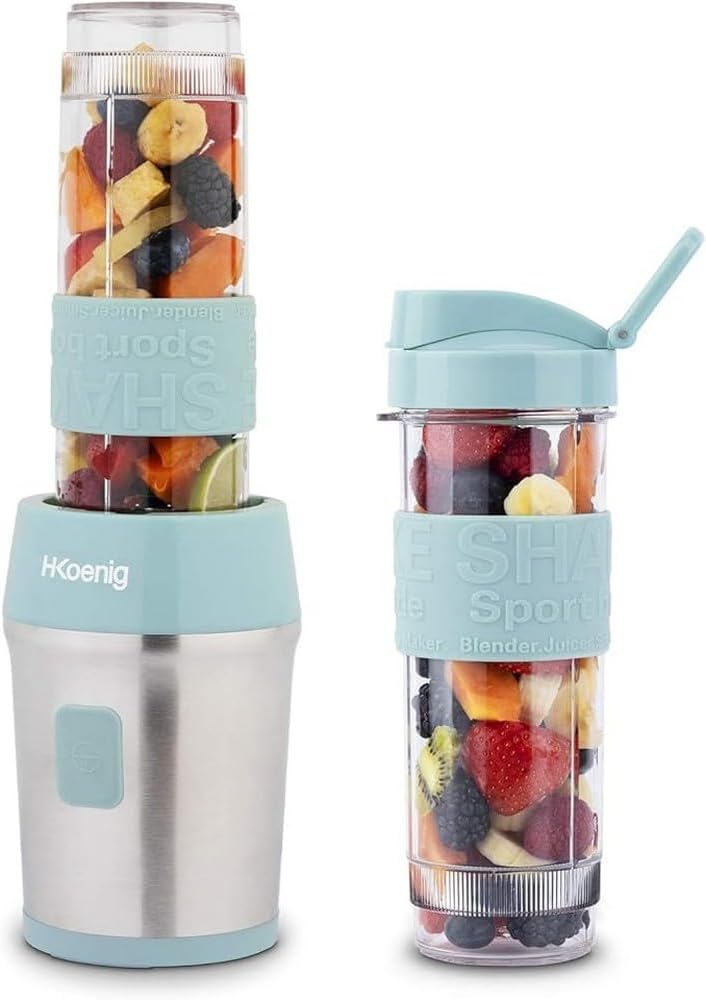 H.Koenig SMOO16 Kompakt Smoothie Készítő - 300W, BPA-mentes, 570ml, Pasztell Kék - Image 2