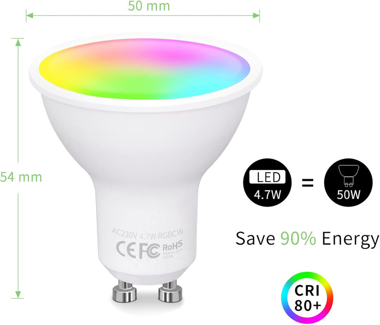 5 db GU10 WiFi okosizzó, Alexa/Google/Siri kompatibilis, RGB,  csomag - Image 8