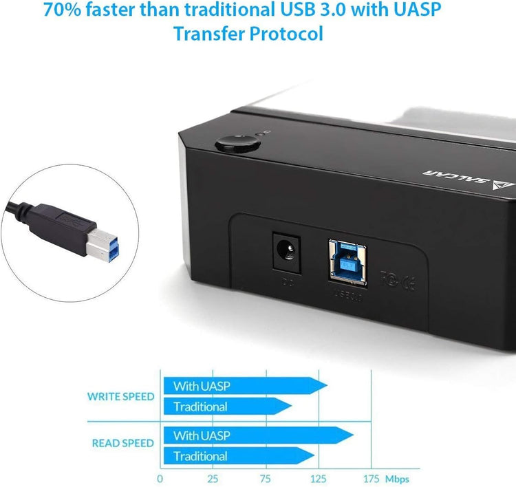 Salcar USB 3.0 külső merevlemez ház 2,5" és 3,5" SATA SSD és HDD-hez, tápegységgel - Image 5