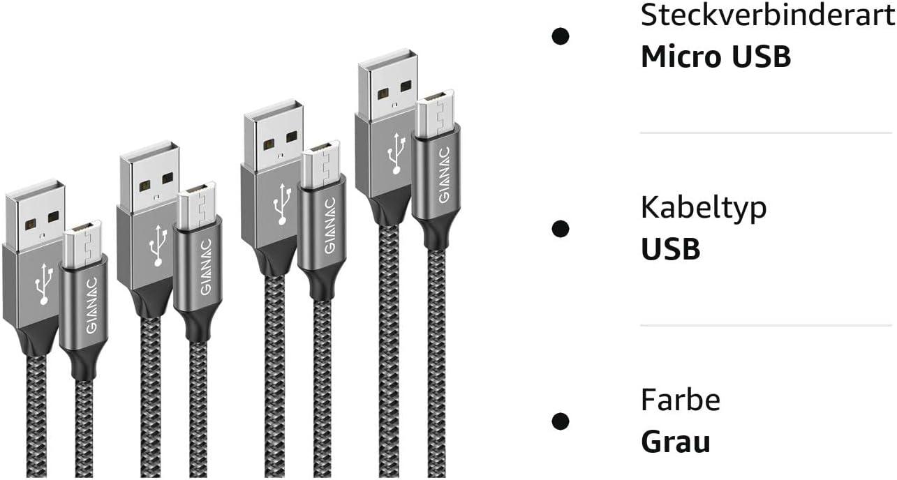 Gyors Töltésű Micro USB Kábel 4db - 0,5/1/2/3m - Outlet24