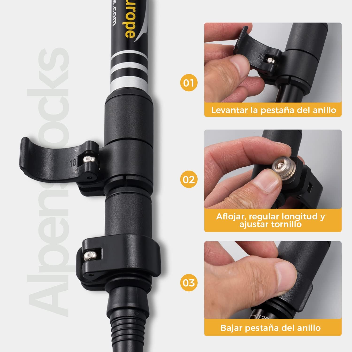 Wedo 3 részes alumínium túrabot 65-135cm, Nordic walking és Camino túrákhoz - Image 2