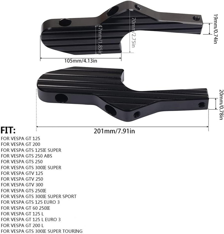 Vespa GT GTS GTV lábtartó hosszabbító - Utasülés kiegészítő 125-300cc modellekhez - Image 6