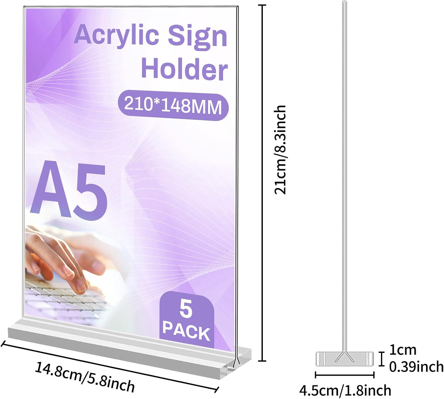 Átlátszó A5 akril asztali menütartó állvány - 5 db szett étterembe, irodába - Image 2