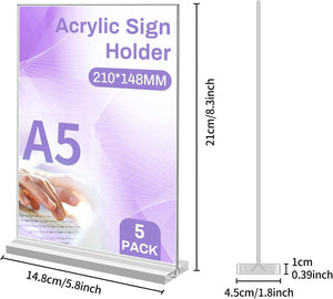 Átlátszó A5 akril asztali menütartó állvány - 5 db szett étterembe, irodába - Image 2