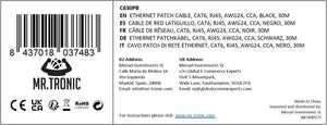 Mr. Tronic 30 méteres Cat6 UTP fekete Ethernet kábel, RJ45 csatlakozókkal - Image 10