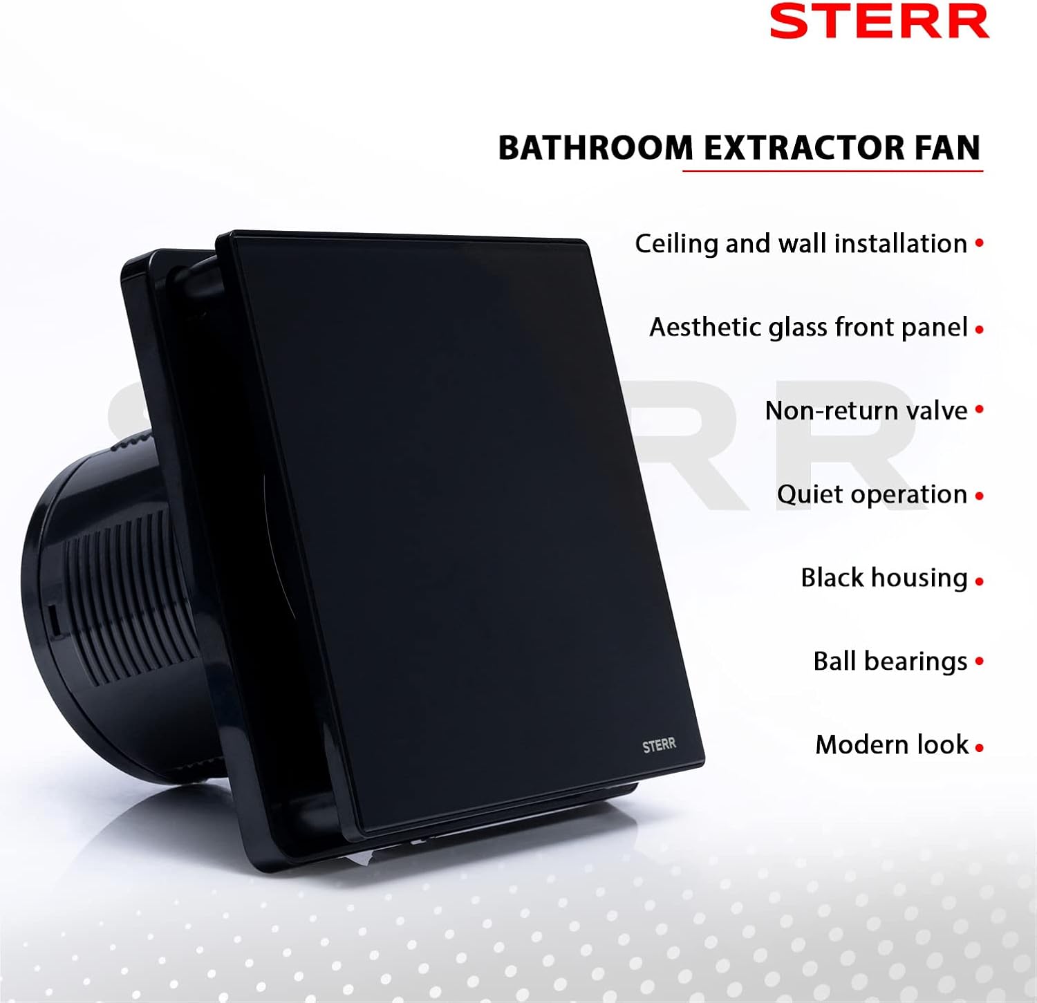 STERR Nero 100 mm-es halk fürdőszobai ventilátor - Erős légkivezető - Image 5