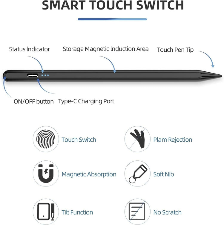 Apple iPad Érintőceruza - Kompatibilis 10-6. Generációs iPad, Air és Pro Modellekhez, Tenyértámasz Funkcióval, 4 Cserélhető Heggyel - Image 7