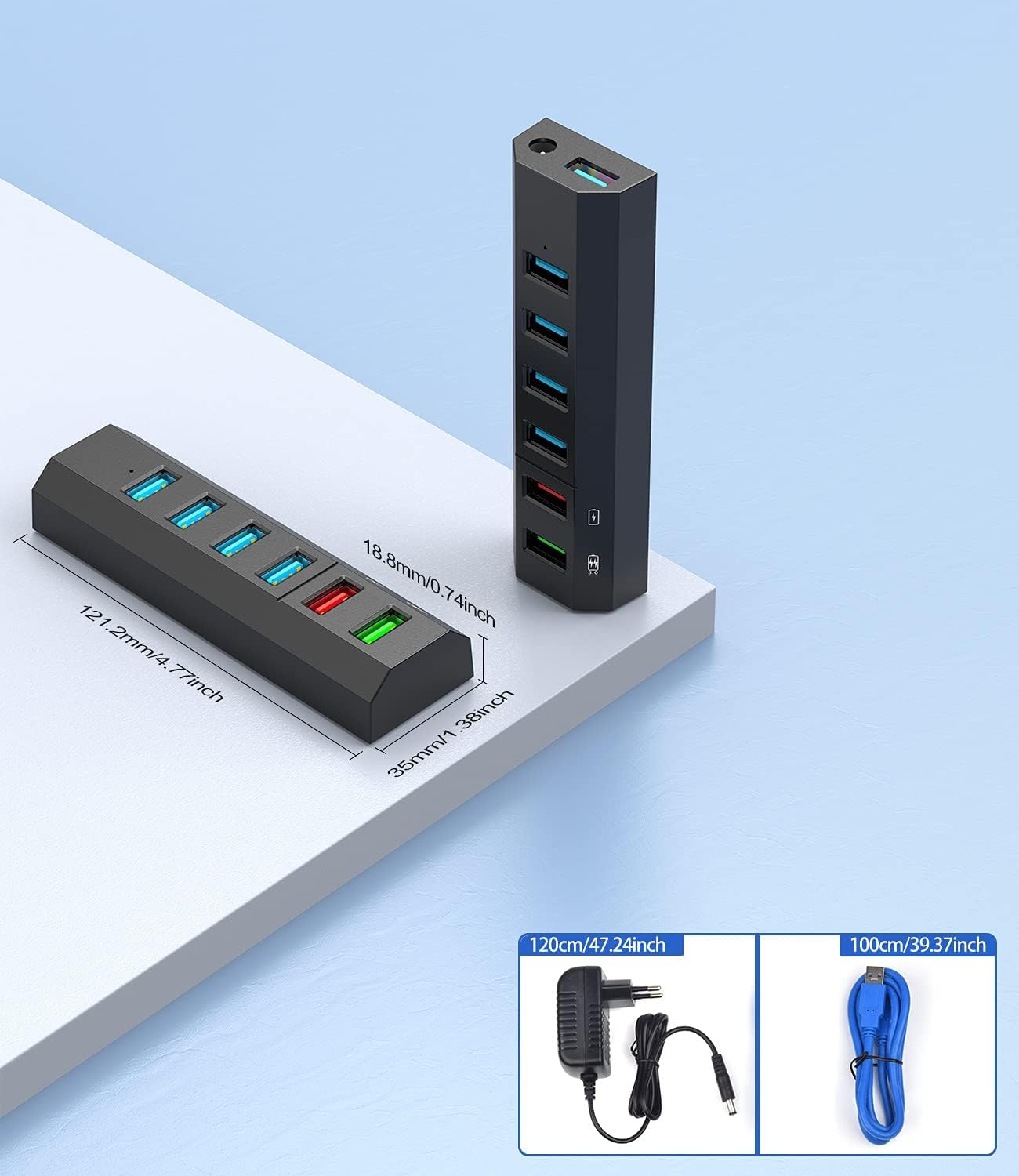 Vansuny USB 3.0 Hub 5 Gb/s - 24W Tápegységgel, Ultragyors Adatátvitel - Image 3