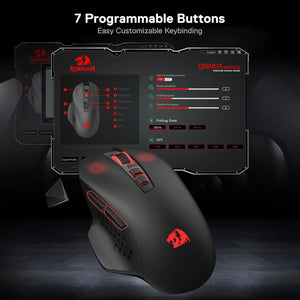 Redragon M656 Gainer vezeték nélküli gamer egér, 4000 DPI, 7 makrógomb, piros LED - Image 8