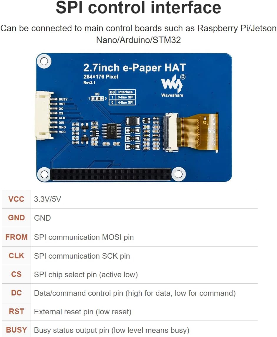 IBest 2,7" E-Ink Kijelző Modul Raspberry Pi-hez - 264x176 Felbontás, Kétszínű, SPI - Image 5