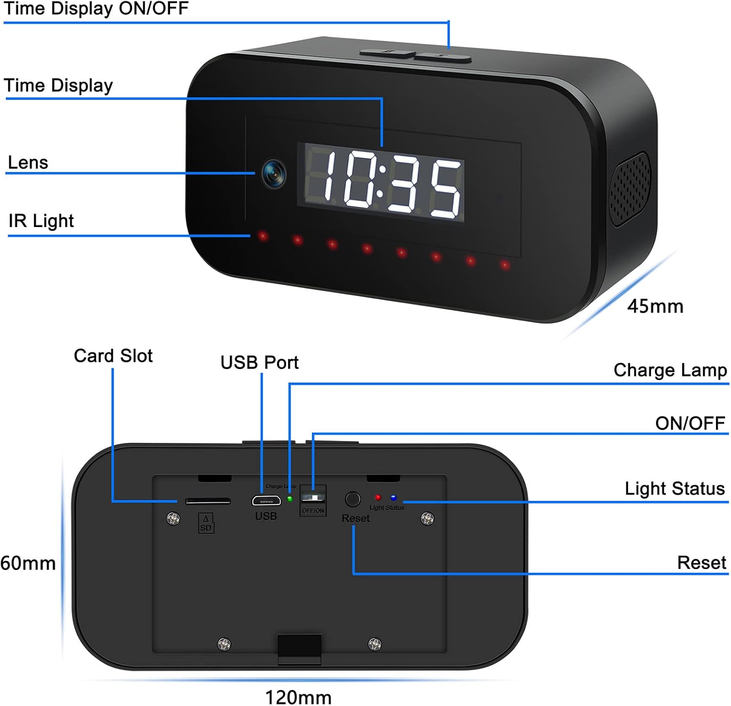 IGZYZ 4K WiFi Rejtett Kamera Óra - Éjjellátó, Mozgásérzékelő, 120° Látószög - Image 7