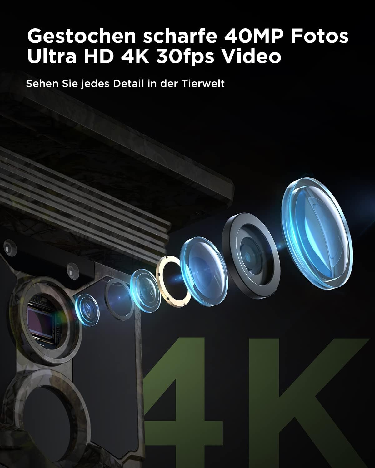 CEYOMUR 4K 30fps napelemes WiFi vadkamera, 46MP, 120° érzékelés, éjjellátó, IP66 - Image 3