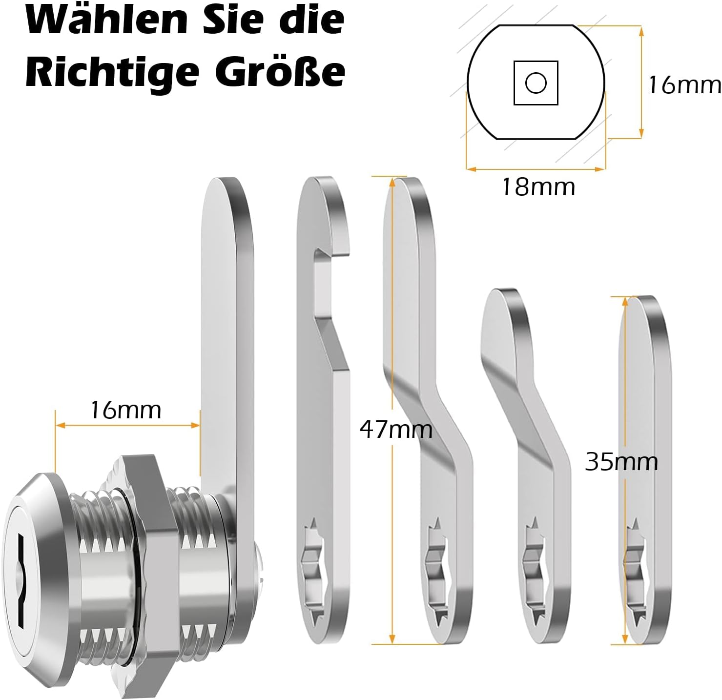 VOCIBO® 16mm-es Postaláda Zár 5 Cserélhető Zárlemezzel, Többcélú Bútorzár - Image 2