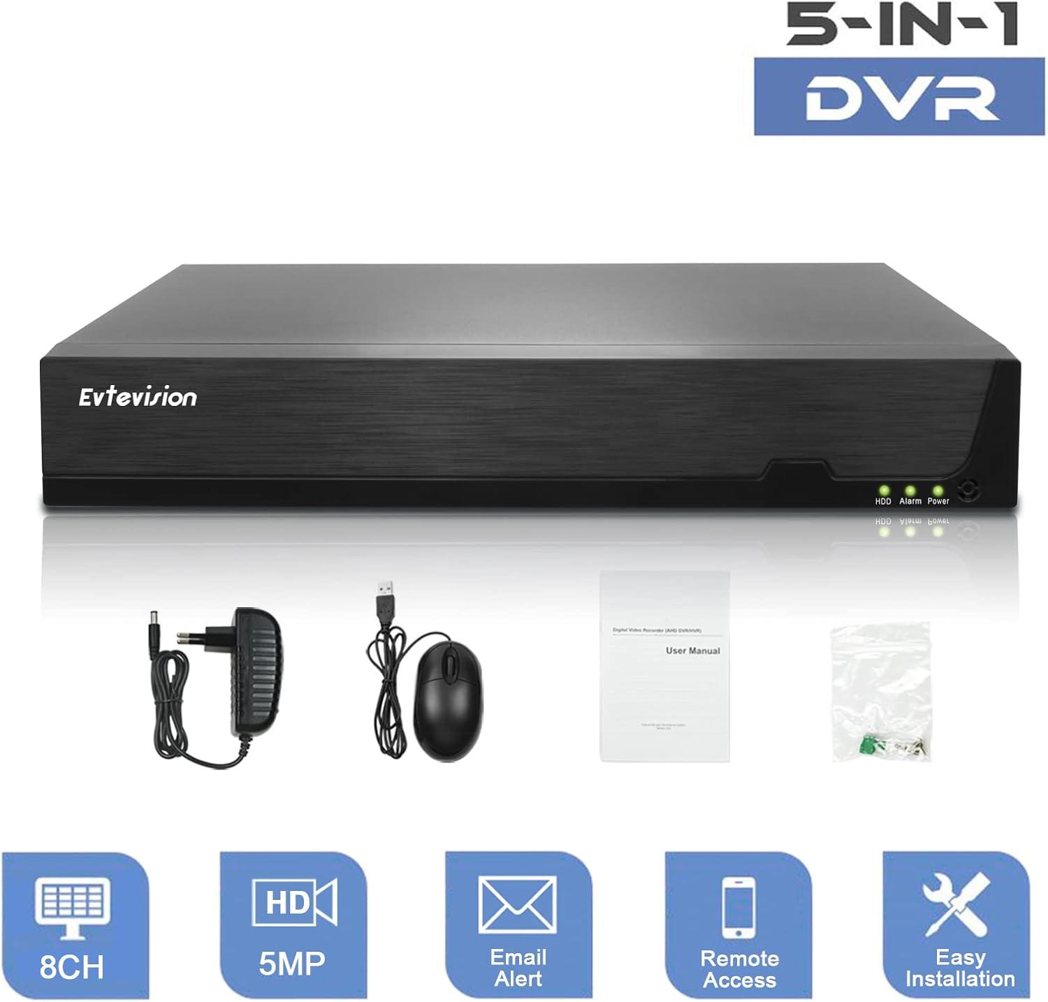 Evtevision 8 csatornás 5MP DVR rögzítő, személy- és járműfelismerés, e-mail értesítés - Image 9