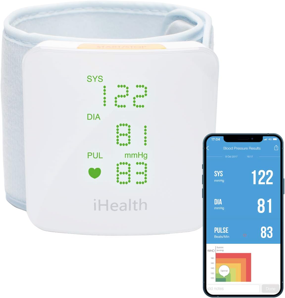 iHealth View Bluetooth vérnyomásmérő - LED kijelzős csuklós készülék pulzus és szívritmus méréssel - Image 1