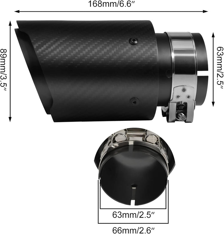 Krtopo 63mm-es matt fekete kipufogóvég - rozsdamentes acél és szénszálas, 2,5"-3,5" átmérő - Image 2