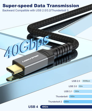 Uzanpie USB4 kábel 40Gbps, Thunderbolt 4/3 kompatibilis, 100W töltés, 8K/4K támogatás - Image 2