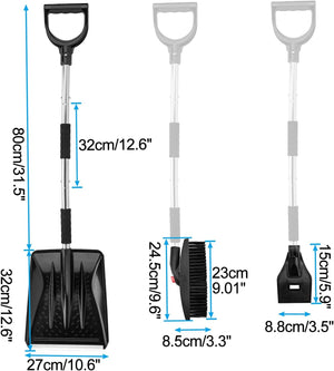 LESOLEIL 3 az 1-ben hordozható hólapát készlet autóhoz, kempingezéshez - fekete - Image 4