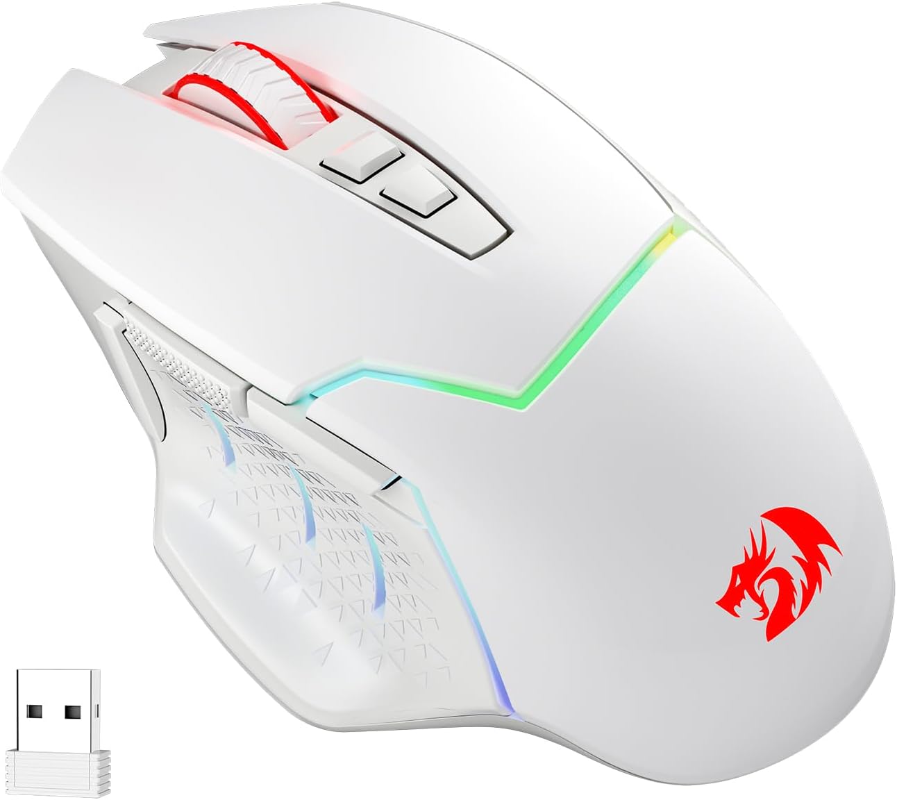 Redragon M690 PRO Vezeték nélküli Fehér Gamer Egér 8000 DPI 8 Makrógombbal - Image 8