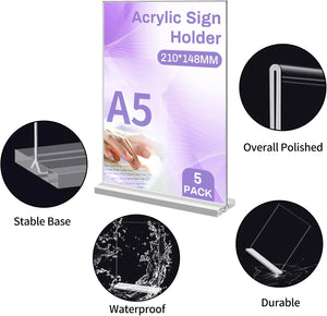 Átlátszó A5 akril asztali menütartó állvány - 5 db szett étterembe, irodába - Image 3