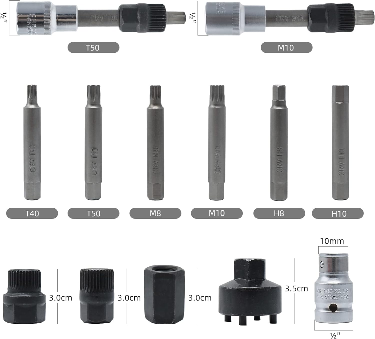 CCLIFE 13 részes generátor szerszámkészlet autókhoz, 12.5 mm 1/2" meghajtással - Image 2