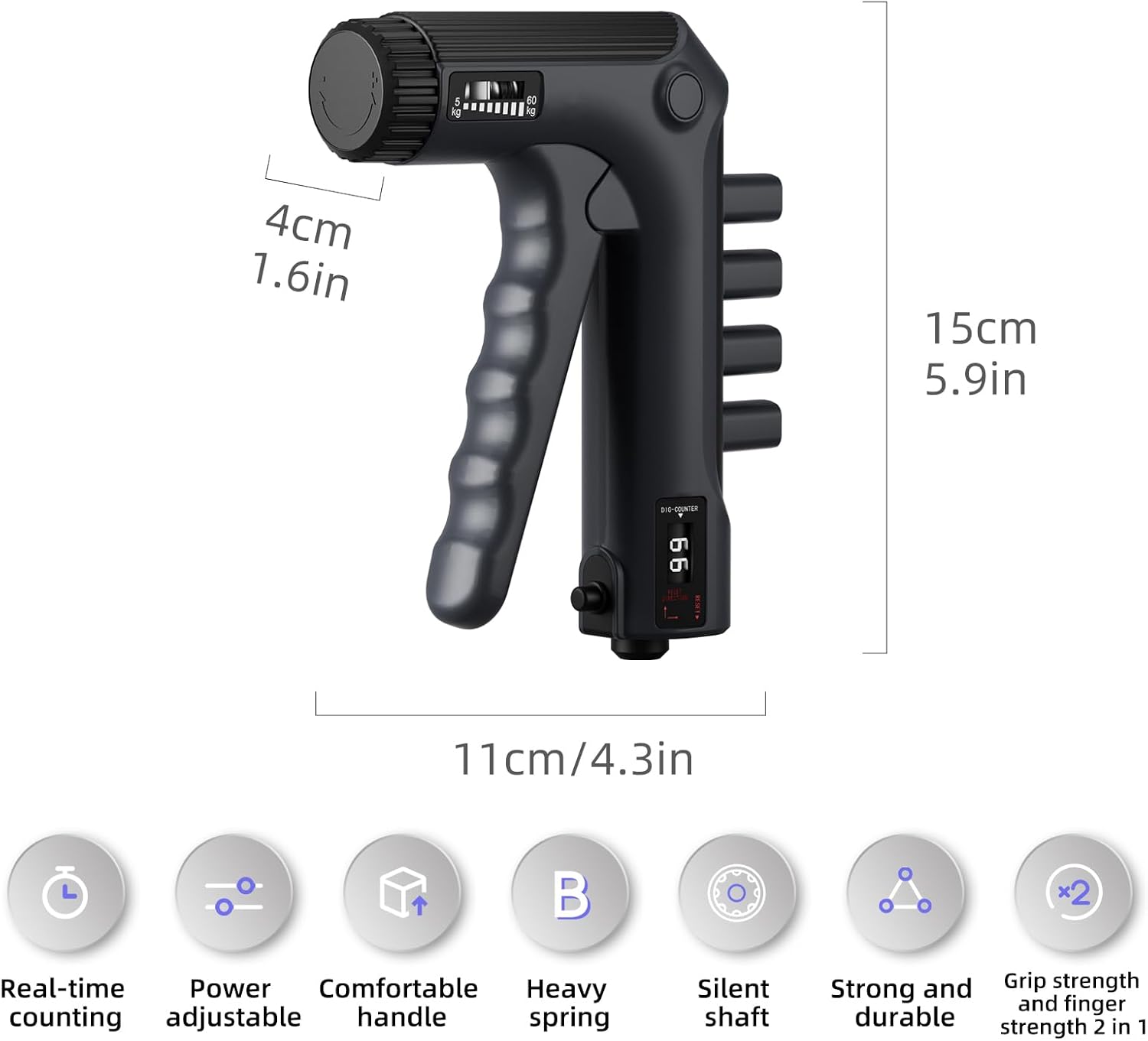 Állítható 5-60kg Kézerősítő és Alkaredzőszett - 2 az 1-ben Számláló Funkcióval - Image 2