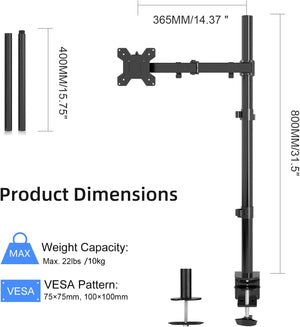 Suptek állítható monitorkar 13-32" képernyőkhöz, 80 cm-es rúddal - Image 2