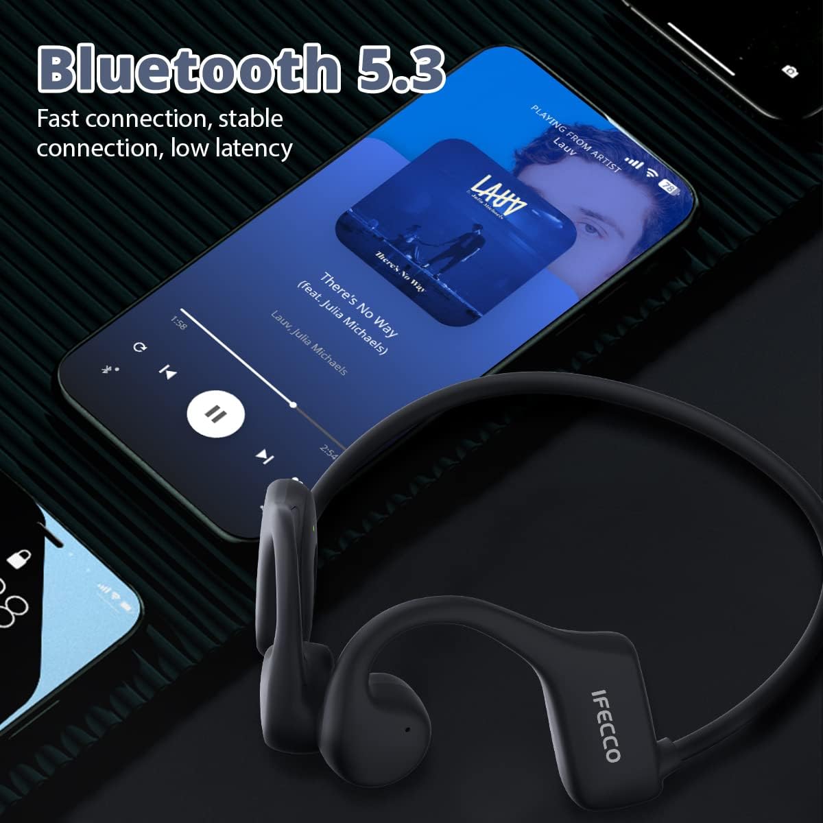 IFECCO Bluetooth 5.3 Csontvezető Úszó Fülhallgató 32GB MP3-mal, IP68 Vízálló - Image 6