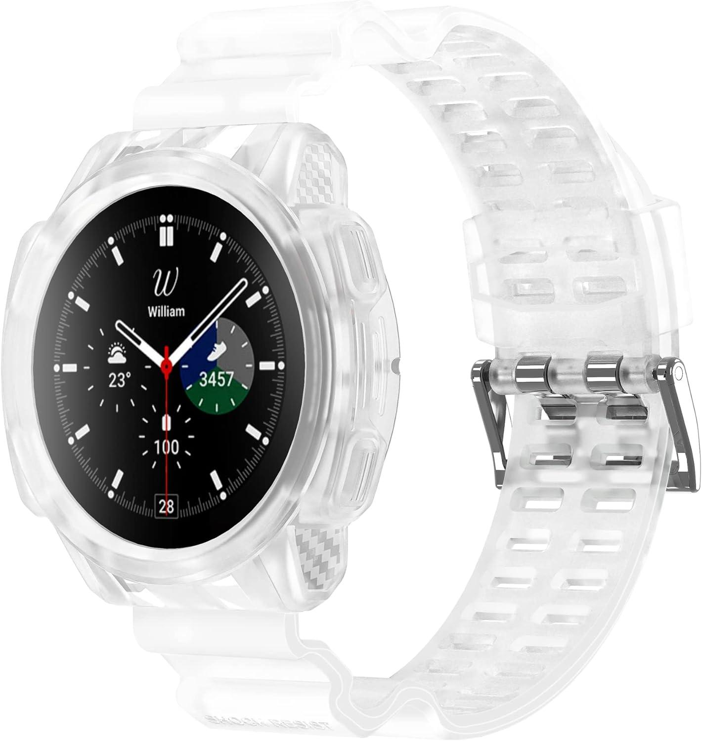 Samsung Galaxy Watch 4 Classic 42mm Szilikon Csere Szíj + Védőtok (Fehér) - Outlet24