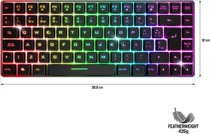 Spirit of Gamer vezeték nélküli Bluetooth TKL gamer billentyűzet, spanyol QWERTY, 65% kompakt - Image 8