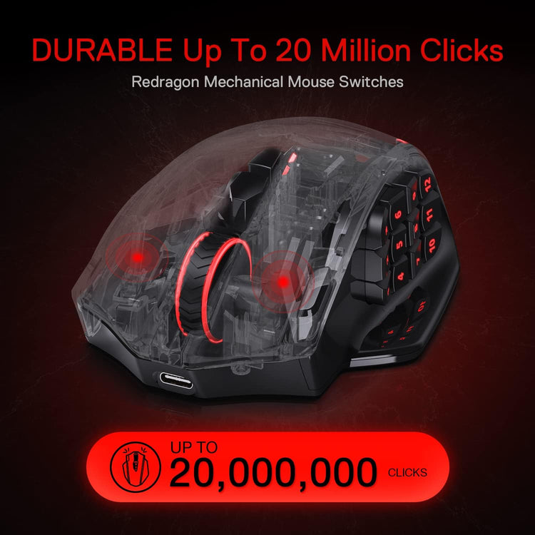 Redragon M913 Impact Elite vezeték nélküli gamer egér, 16000 DPI, 20 programozható gomb, RGB - Image 6