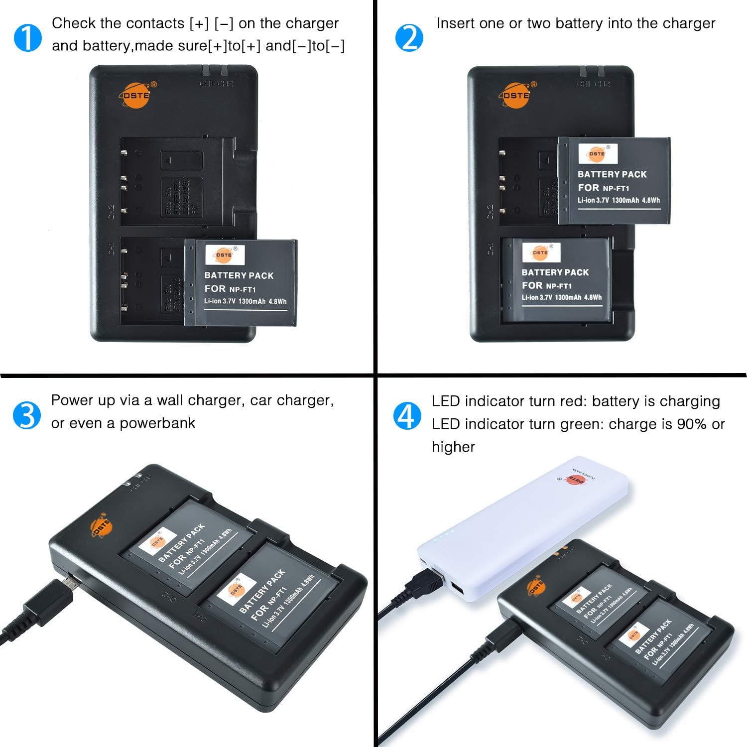 Sony NP-FT1 akkumulátor szett: 2db újratölthető akku és dupla töltő CyberShot kamerákhoz - Image 2