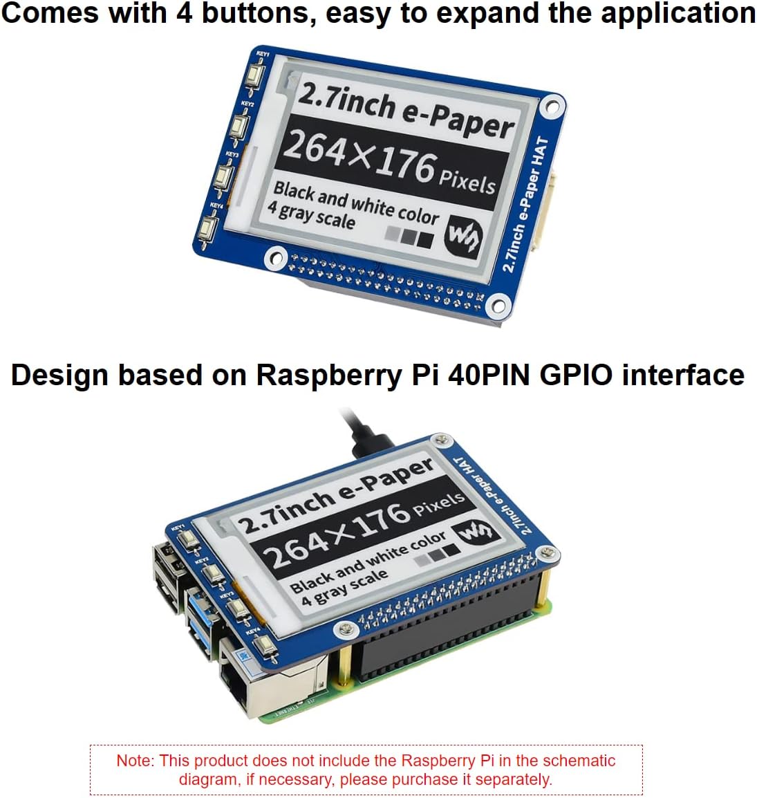 IBest 2,7" E-Ink Kijelző Modul Raspberry Pi-hez - 264x176 Felbontás, Kétszínű, SPI - Image 4