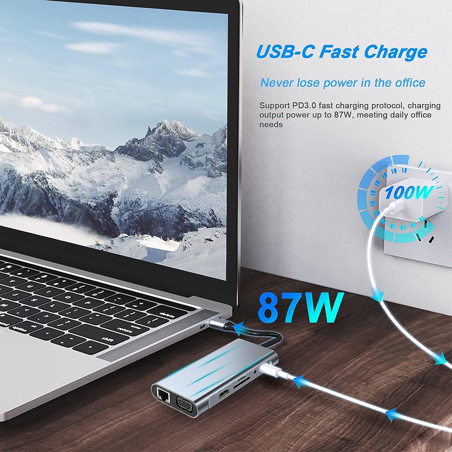 11 az 1-ben USB-C Hub MacBookhoz: 4K HDMI, VGA, Ethernet, Kártyaolvasó - Image 6