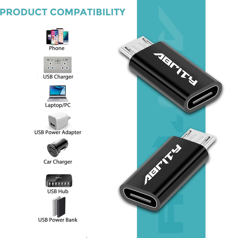 Abrity USB-C - Micro USB átalakító, 2 db, Samsung, Huawei, LG kompatibilis - Image 3