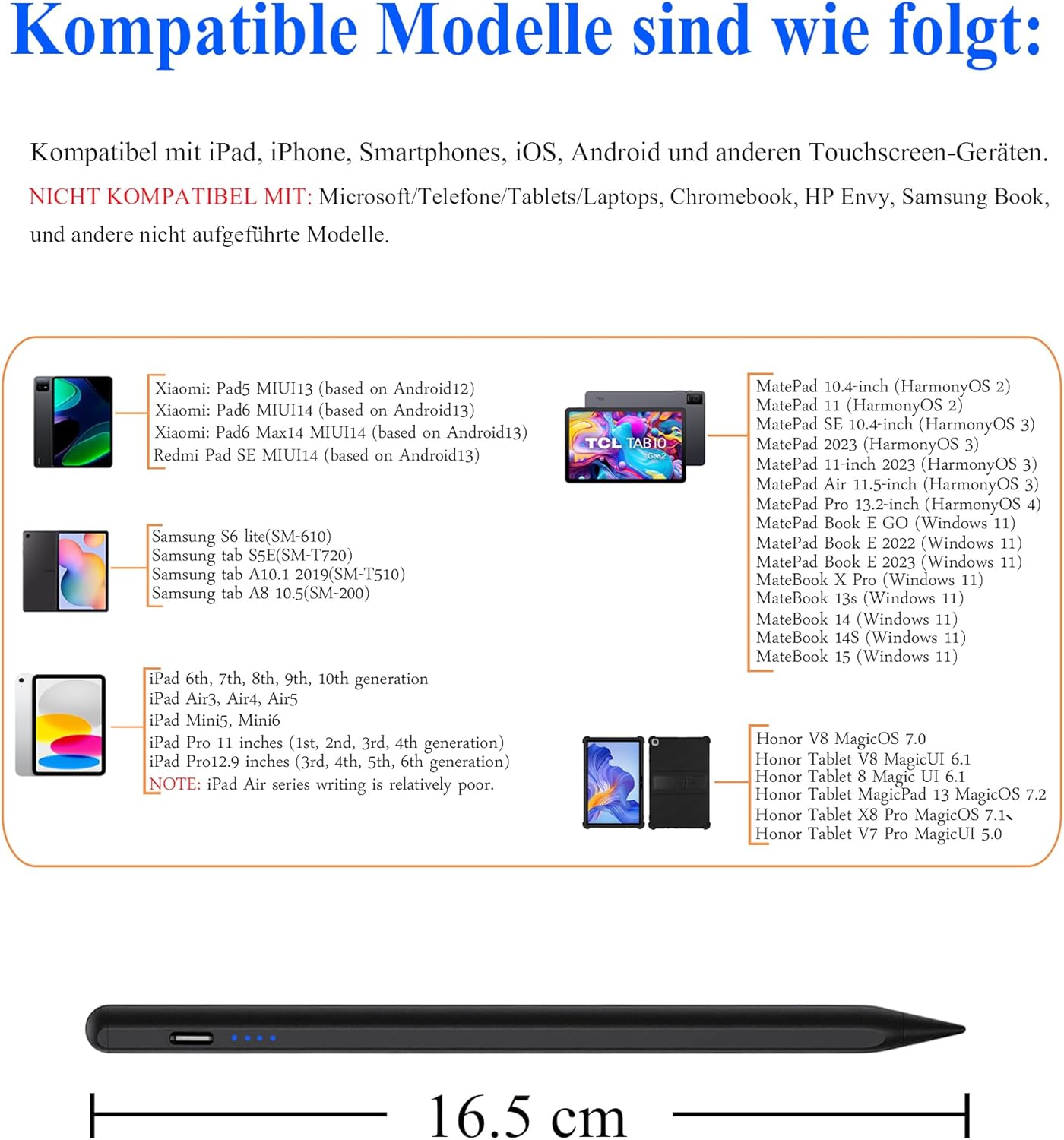 iPad és Android kompatibilis érintőceruza - Kenkor mágneses, 1,5 mm-es hegyű, USB-C töltésű stylus (fekete) - Image 6