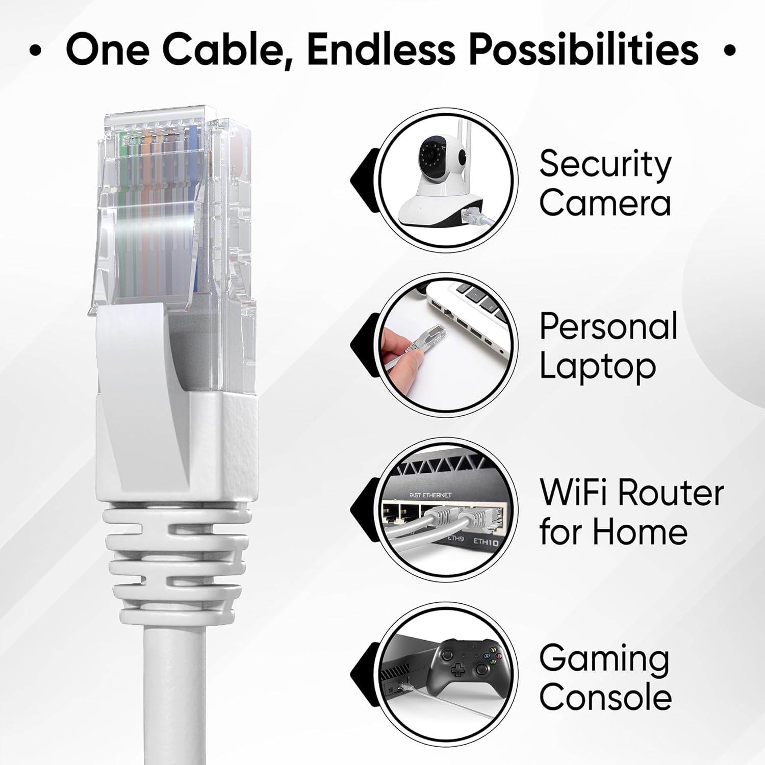 Mr. Tronic 5m-es Cat5E Ethernet kábel, gyors internethez, RJ45 csatlakozóval, szürke - Image 7