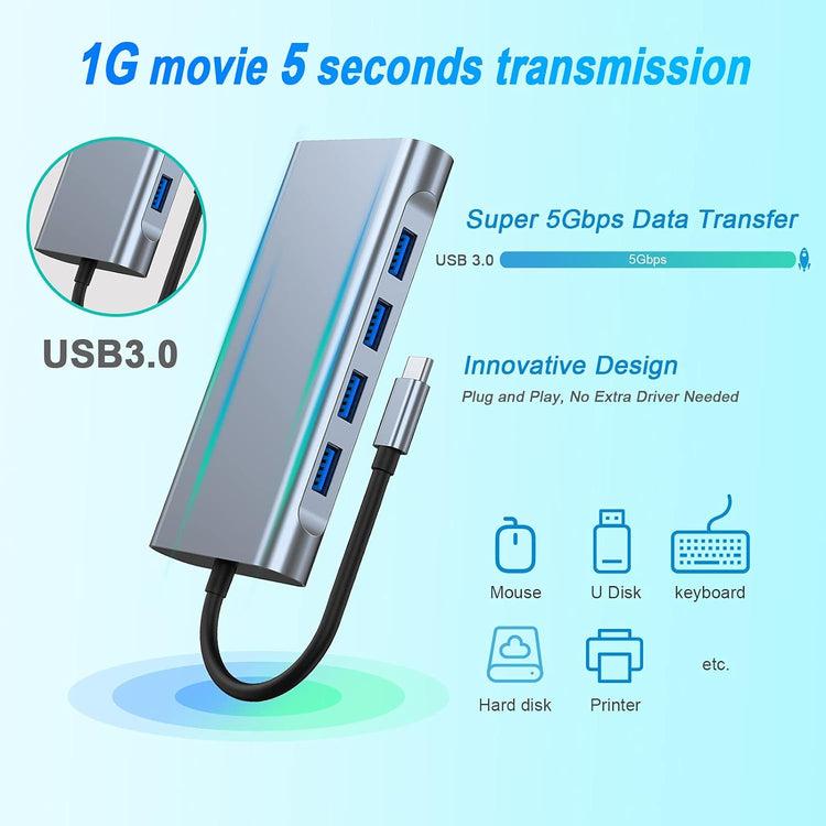 11 az 1-ben USB-C Hub MacBookhoz: 4K HDMI, VGA, Ethernet, Kártyaolvasó - Image 5