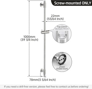 KES 100 cm-es állítható rozsdamentes acél zuhanyrúd fali tartóval, szálcsiszolt - Image 5