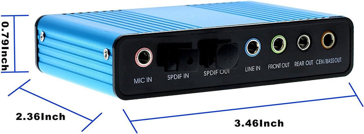 LEAGY 6 csatornás külső USB hangkártya, 5.1 surround, kék - Image 5