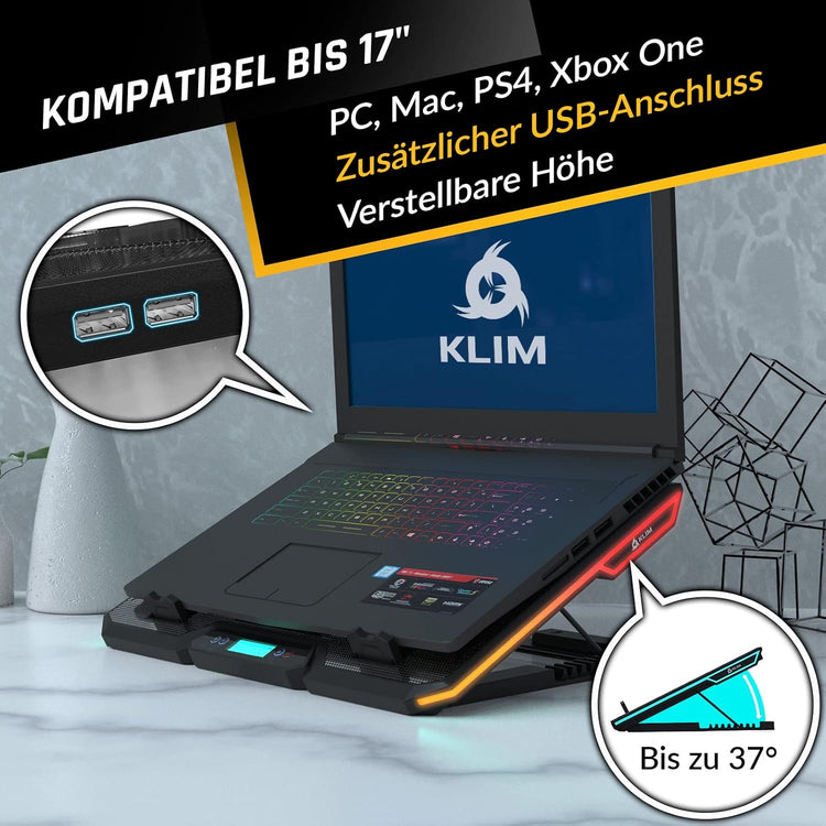 KLIM Glacier 6 ventilátoros RGB laptop hűtő 11-17" - Gaming PC/Mac/PS4/Xbox - Image 6