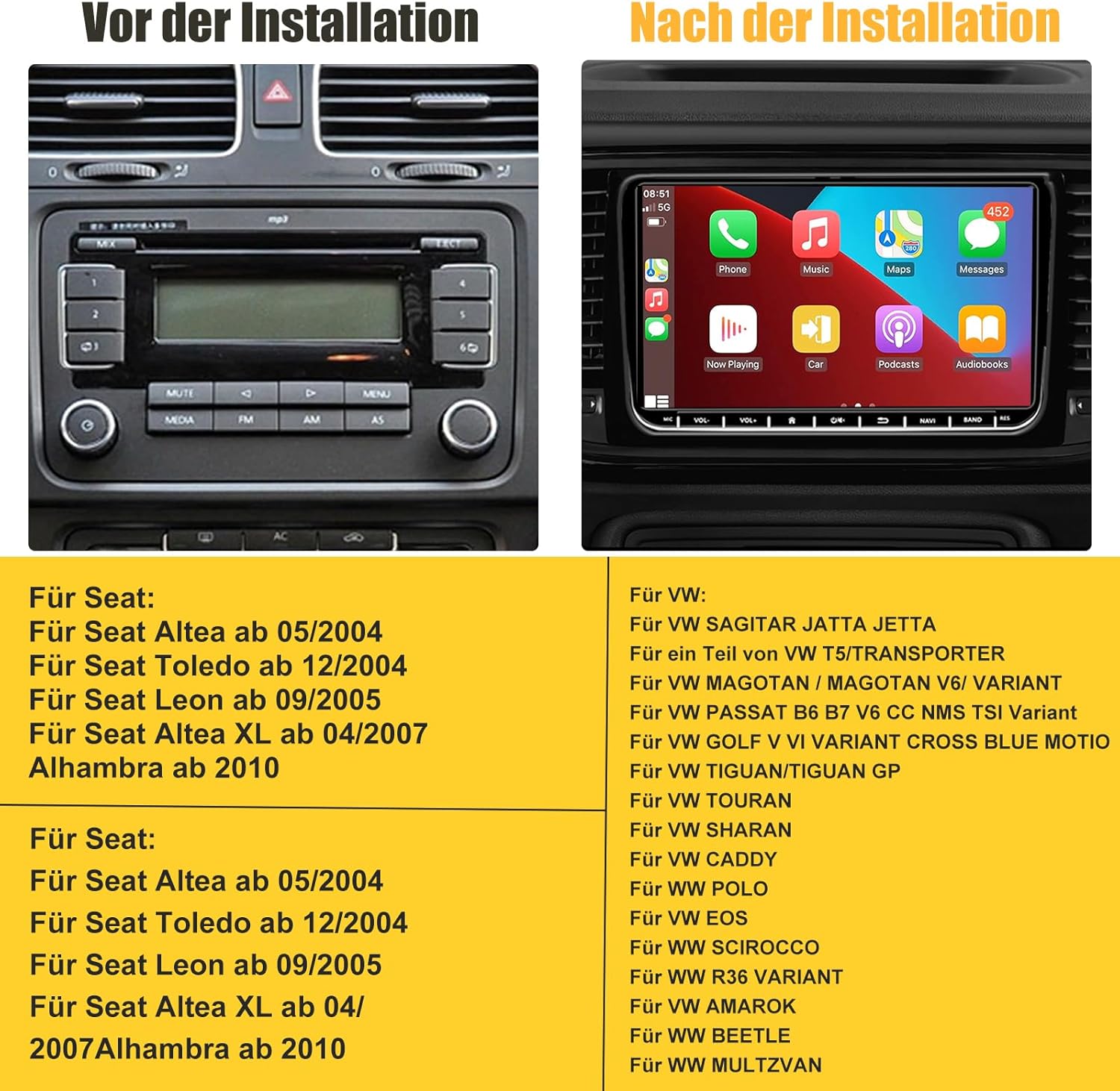 VW Golf, Passat, Polo, Tiguan 9" Android 12 autórádió GPS-szel, CarPlay-jel, 64GB - Image 3